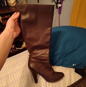 Chic Brown Leather Knee-High Boots